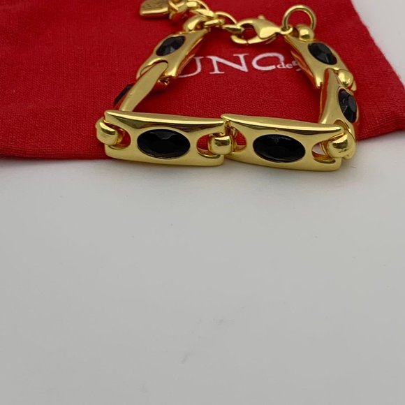 NEW Uno de 50 THE CROWN Gold Plated Black Crystals Bracelet - Picture 6 of 13